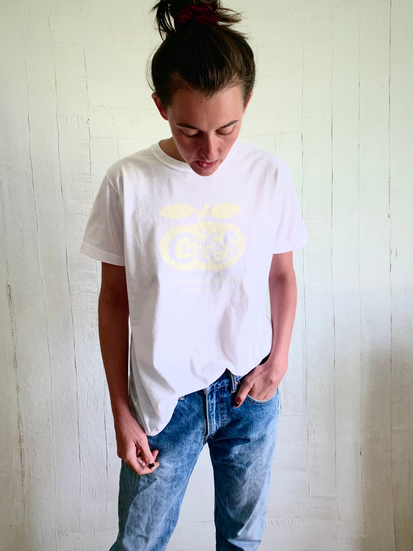Cutees Original Logo Tee in White-Ivory, Every-body Fit