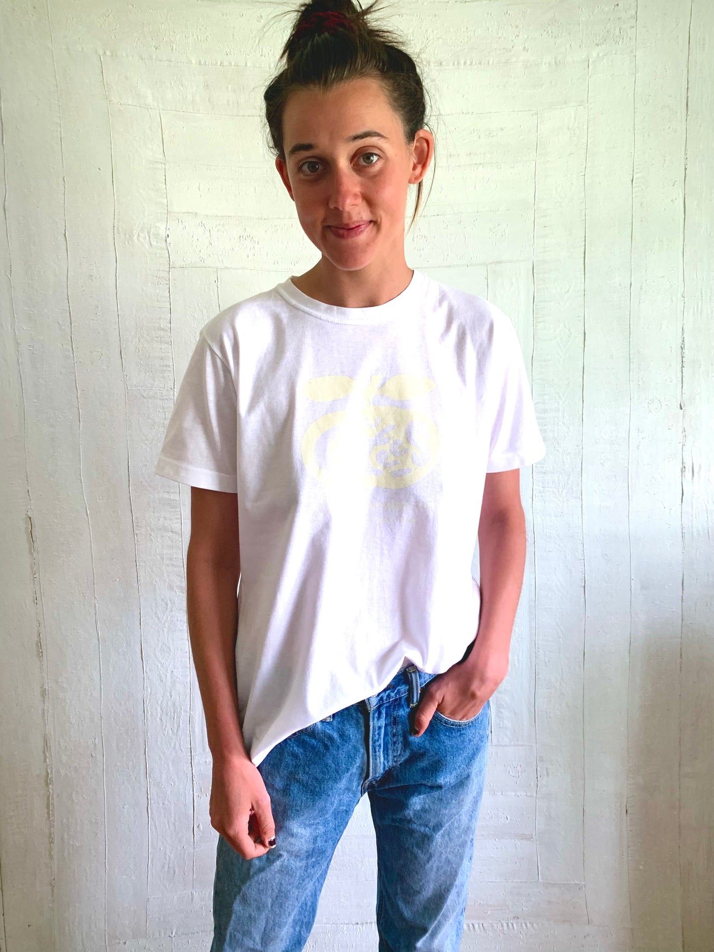 Cutees Original Logo Tee in White-Ivory, Every-body Fit