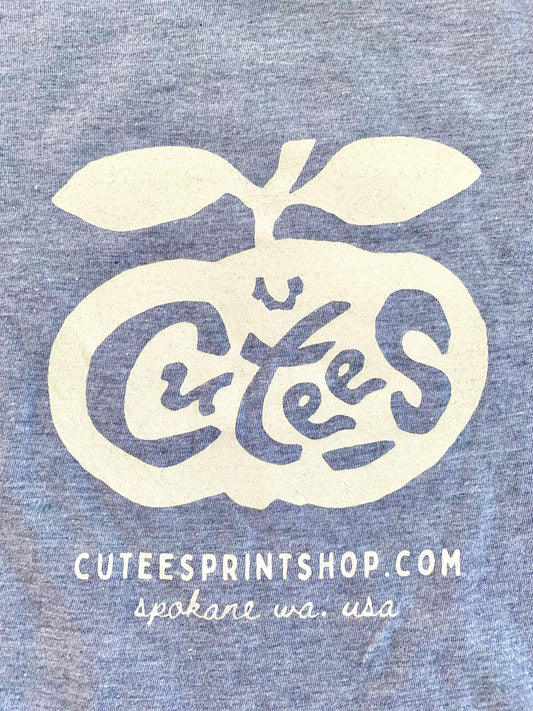 Cutees Original Logo Tee in Heather Grey, Every-body Fit