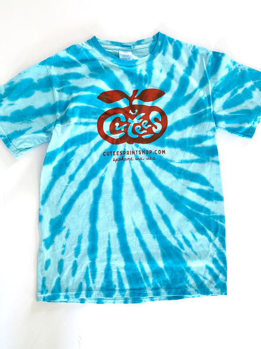 Cutees Kids' Original Logo Tee in Turquoise Tie-Dye
