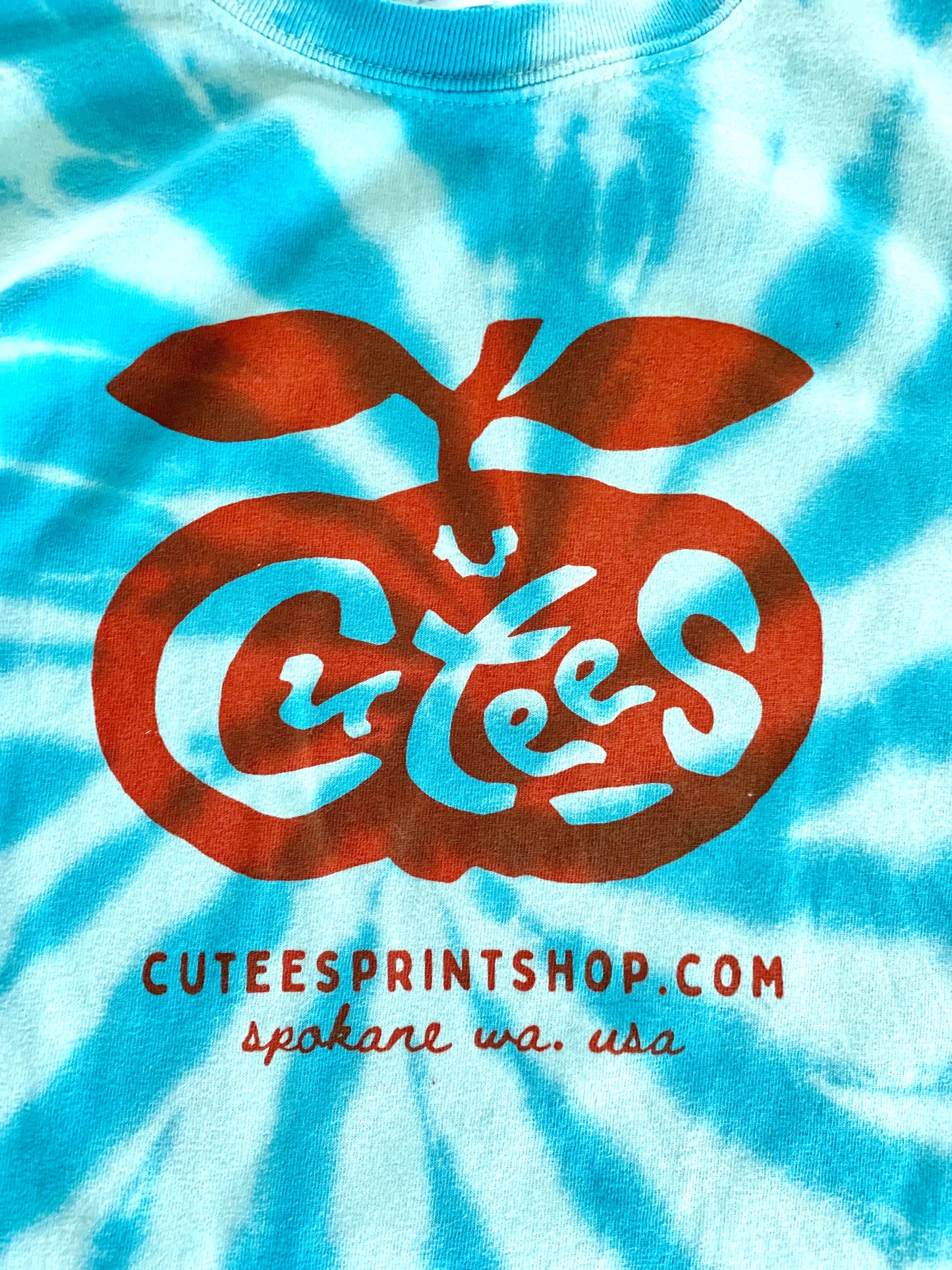 Cutees Kids' Original Logo Tee in Turquoise Tie-Dye