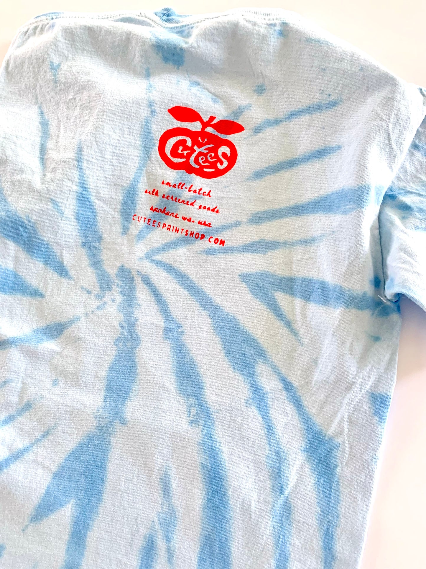Cutees Kids' Fruit Logo Tee in Light Blue Tie-Dye
