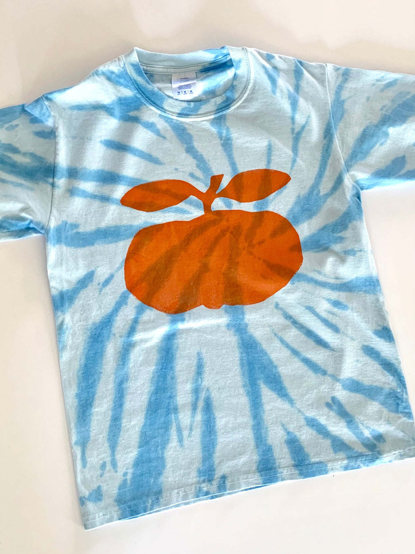 Cutees Kids' Fruit Logo Tee in Light Blue Tie-Dye