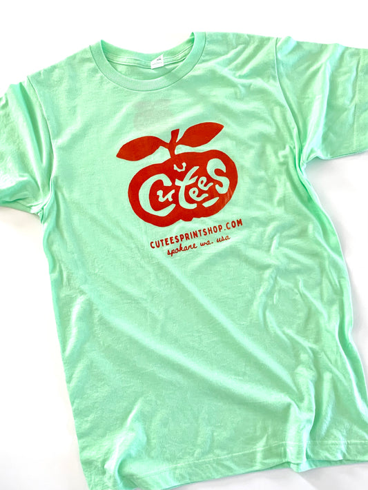 Cutees Kids' Original Logo Tee in Jade Green + Tomato Red