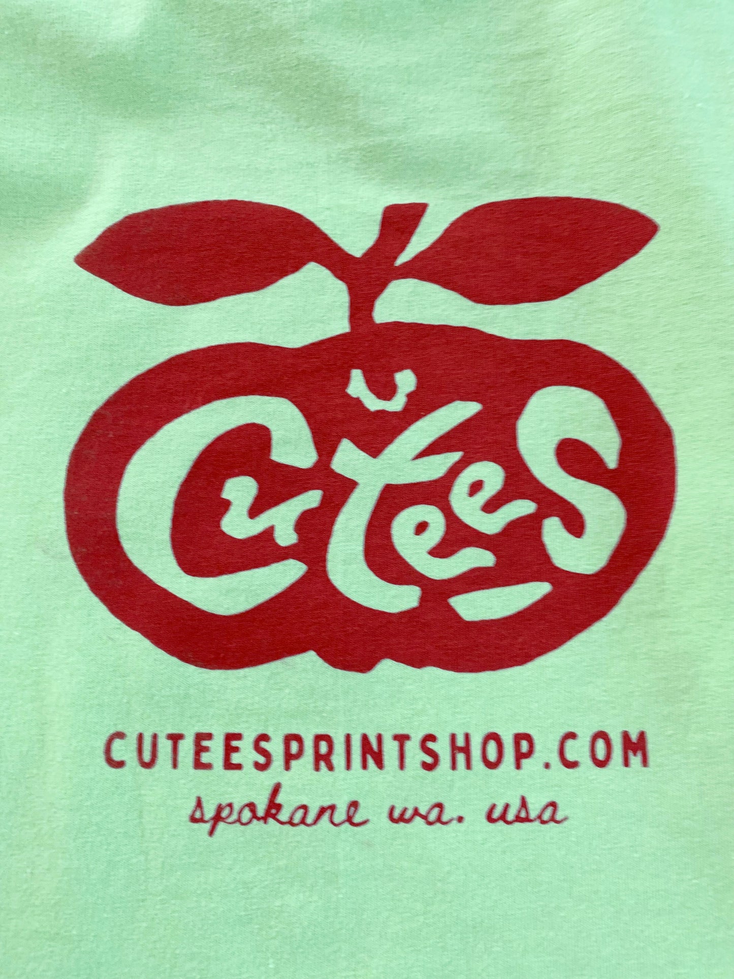 Cutees Original Logo Tee in Jade Green + Tomato Red, Every-body Fit