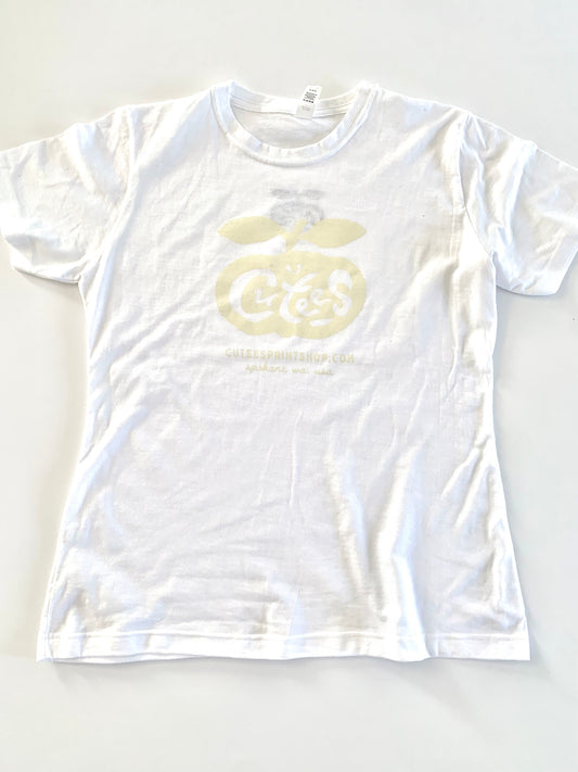 Cutees Original Logo Tee in White + Ivory, Classic Fit