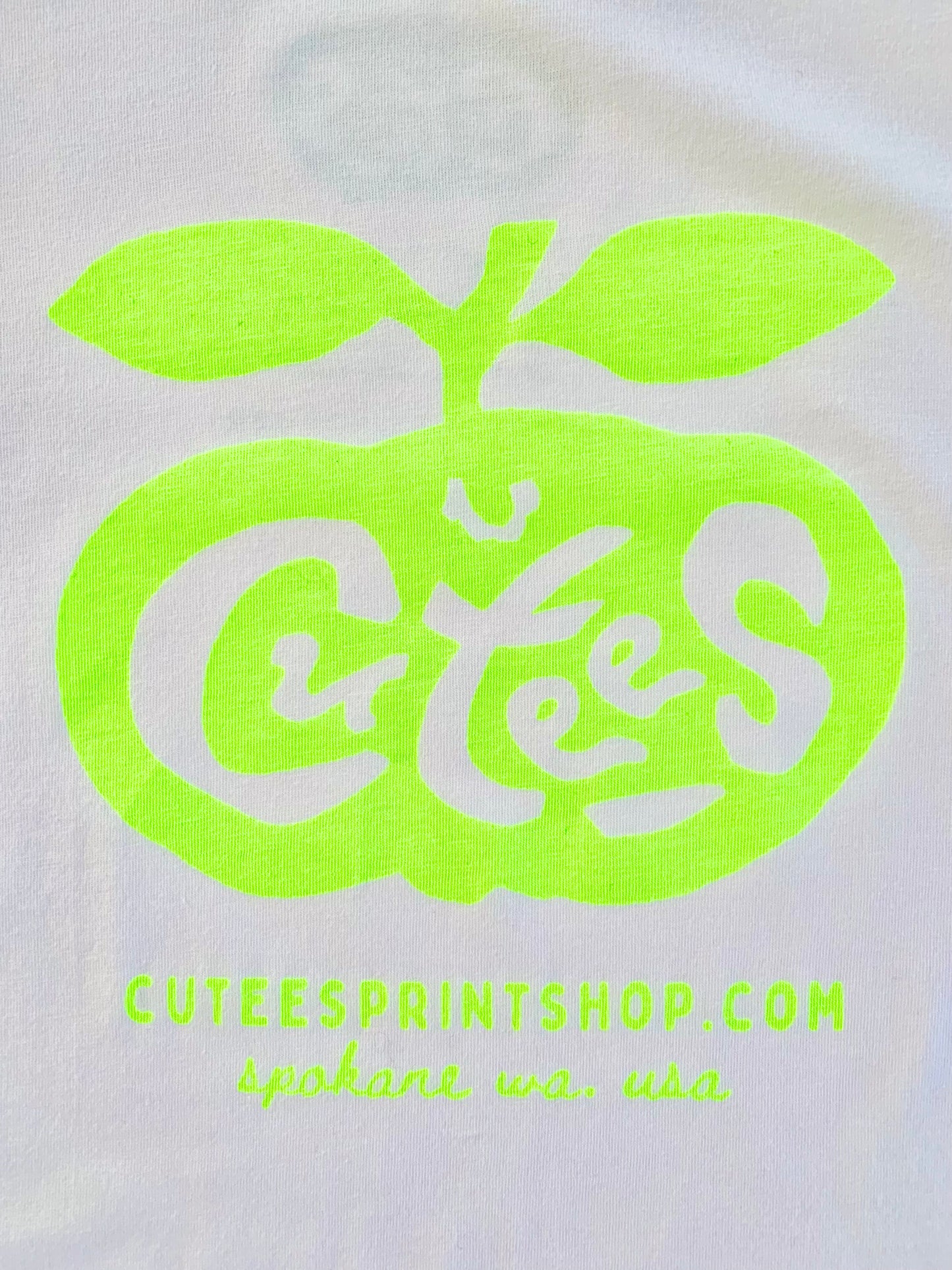 Cutees Original Logo Tee in White-Neon, Every-body Fit