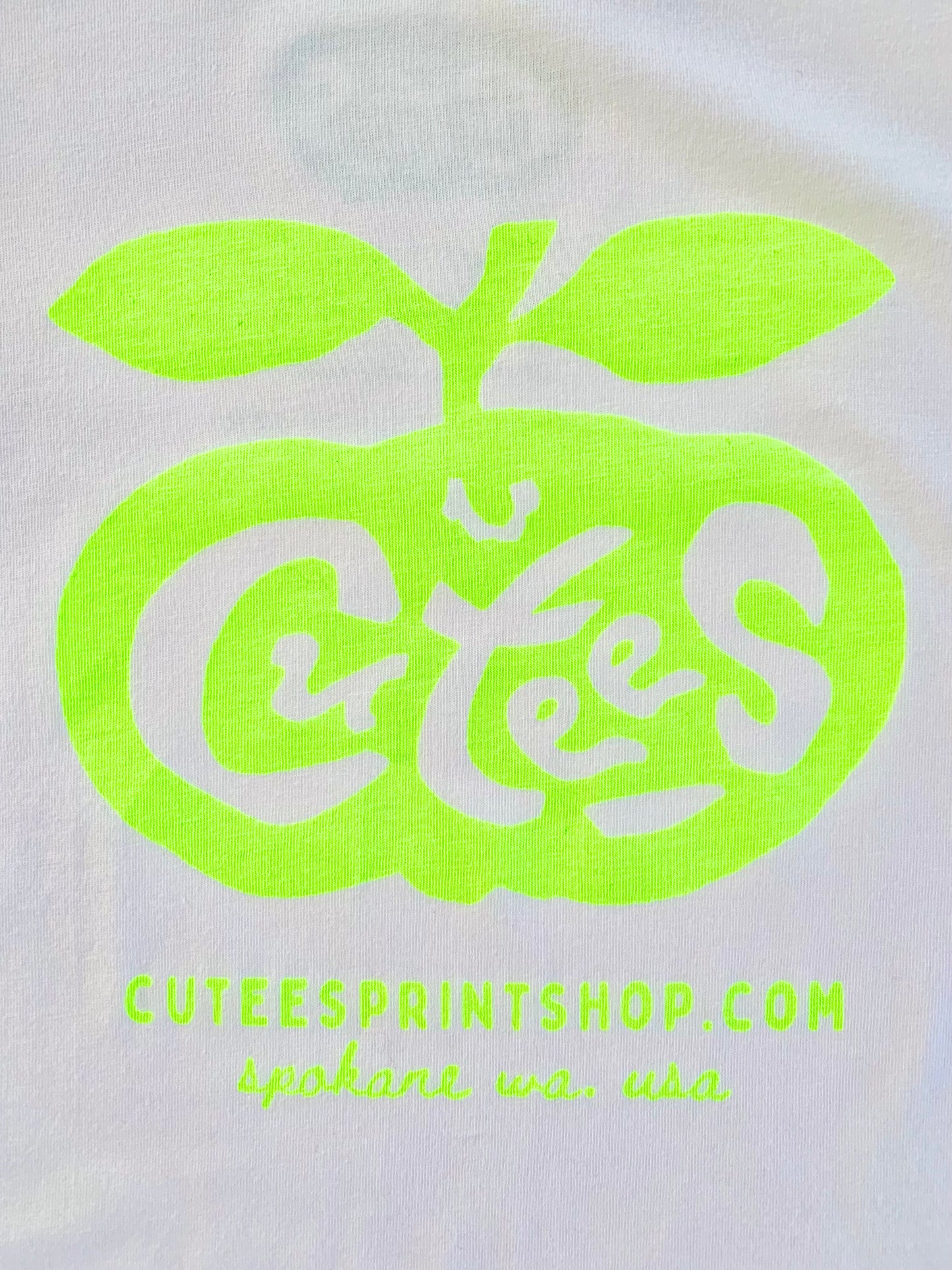 Cutees Original Logo Tee in White-Neon, Every-body Fit
