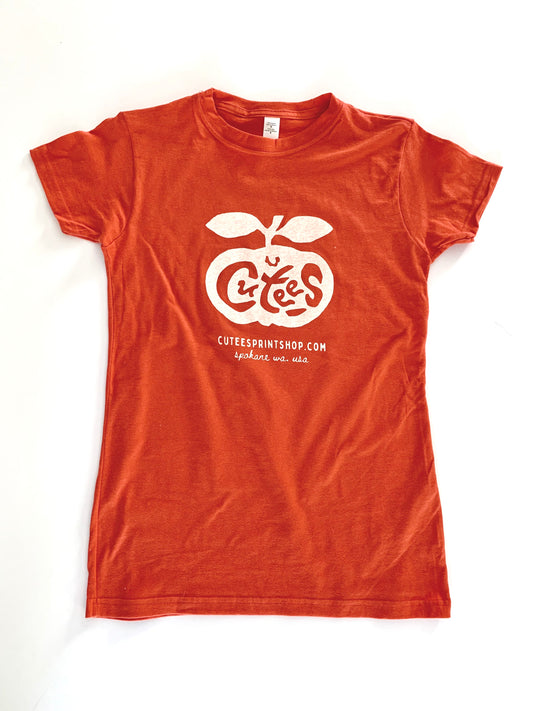 Cutees Original Logo Tee in Tomato Red + Vintage White, Cute Fit